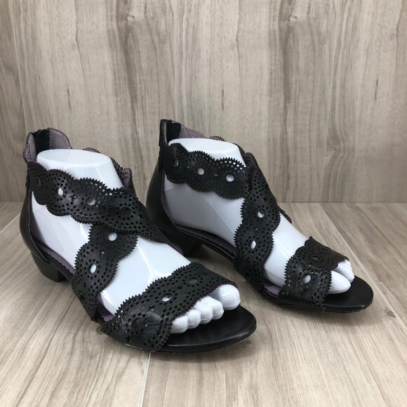 Everybody by BZ Moda Sandals Womens EU 37 Black Leather Back Zip Shoes - Picture 4 of 12